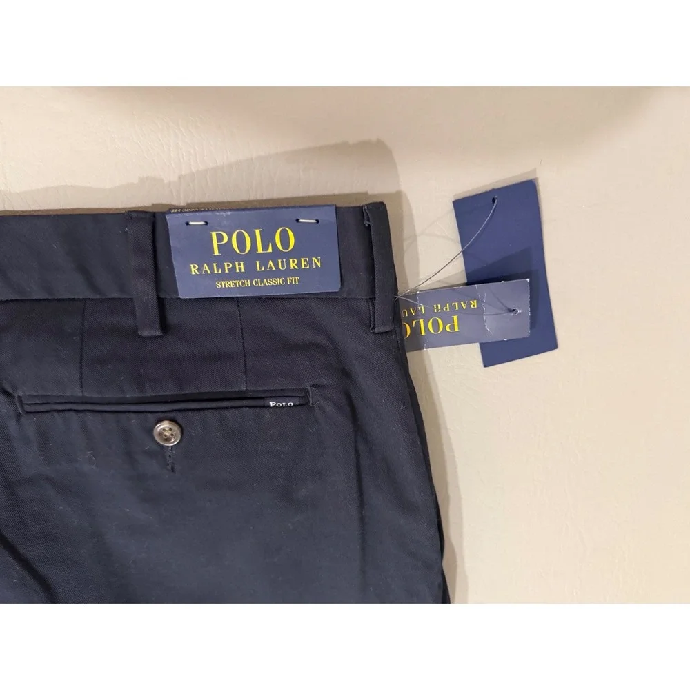 Polo Ralph Lauren Stretch Classic Fit Pants Mens Tag Size 38x34 Navy‎ Chino